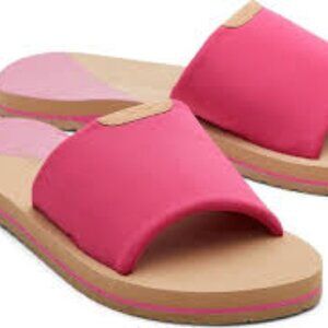 TOMS Women’s Carly Jersey Slide Sandals in Hot Pink/Tan